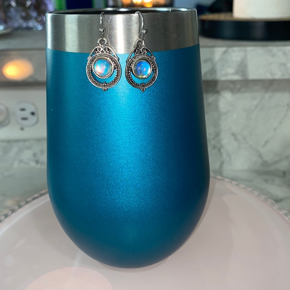 Silver and Blue Dangle Earrings